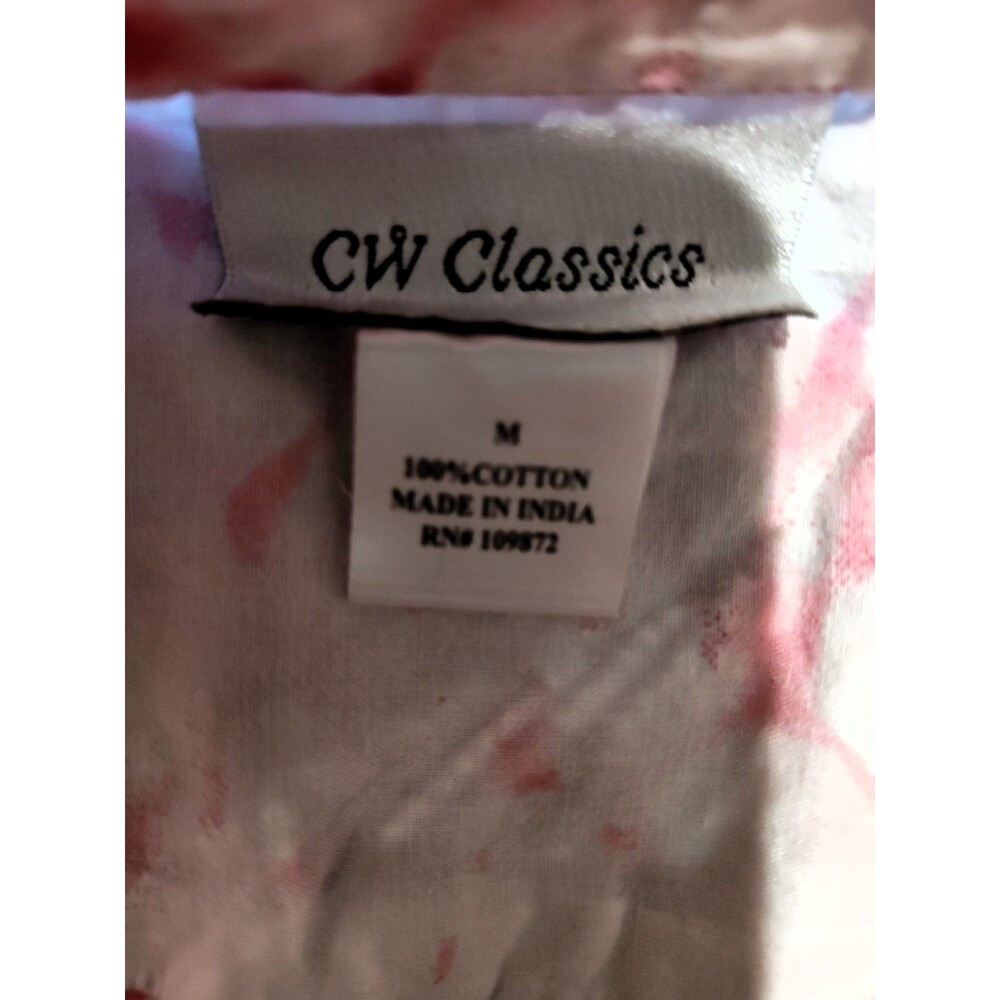 Artsy 100% Cotton Tie-Dye Pink Long Button Down Shirt Jacket w/ Pockets Sz M - Picture 6 of 6